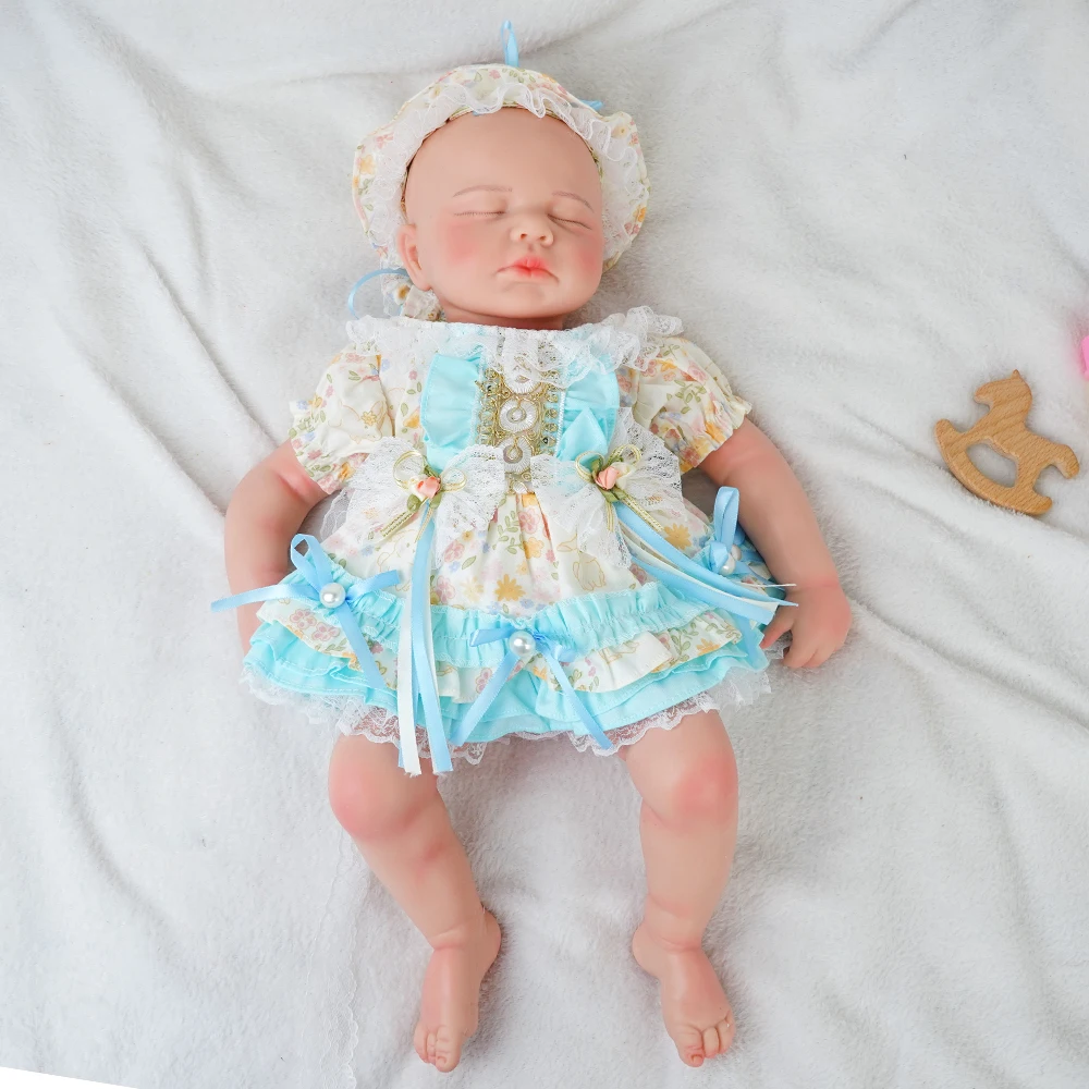 Full Solid Platinum Silicone Reborn Doll Washable Sleeping Painted 50cm Realistic Soft Weighted Doll for Christmas Gift
