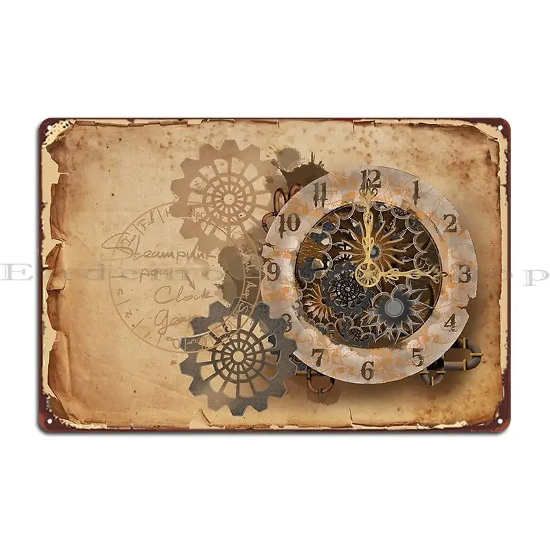 Steampunk Watch Metal Plaque Poster Cinema Iron Personalized Wall Cave Plaques Tin Sign Poster