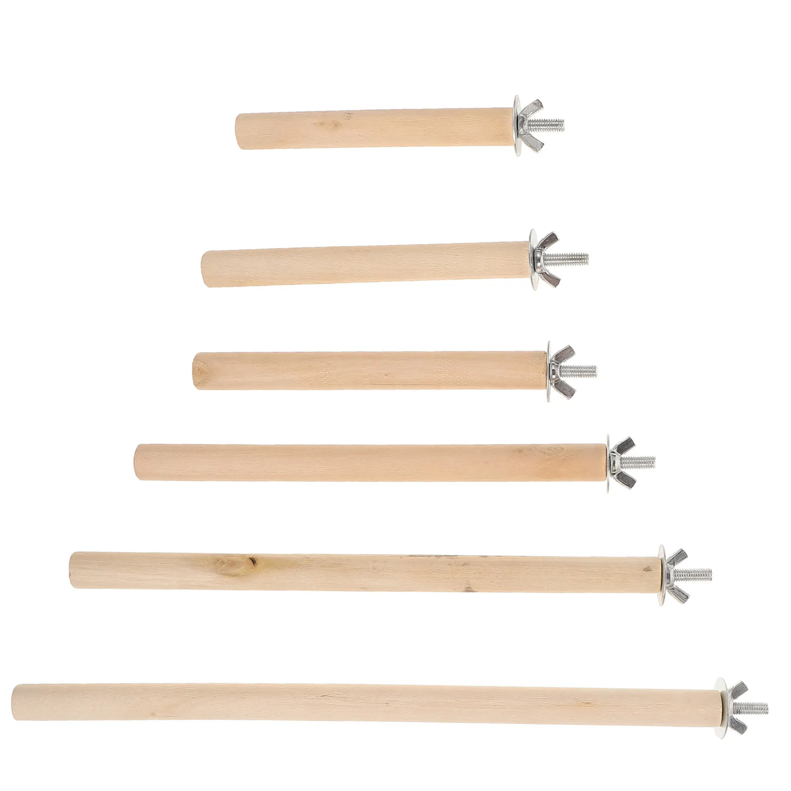 6Pcs Premium Natural Wood Bird Perch for Parakeets Cockatiels Parrots - Sturdy Reusable Cage Standing Rod with Screw Mounting