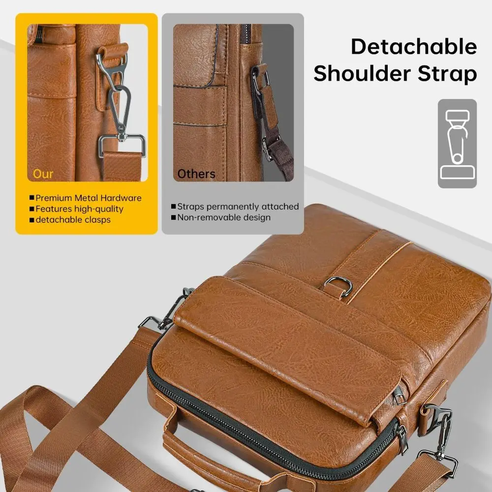 

New 10-14.1inch Tablet Case PU Leather Adjustable Laptop Shoulder Bag with Shoulder Strap Waterproof Laptop Sleeve Case