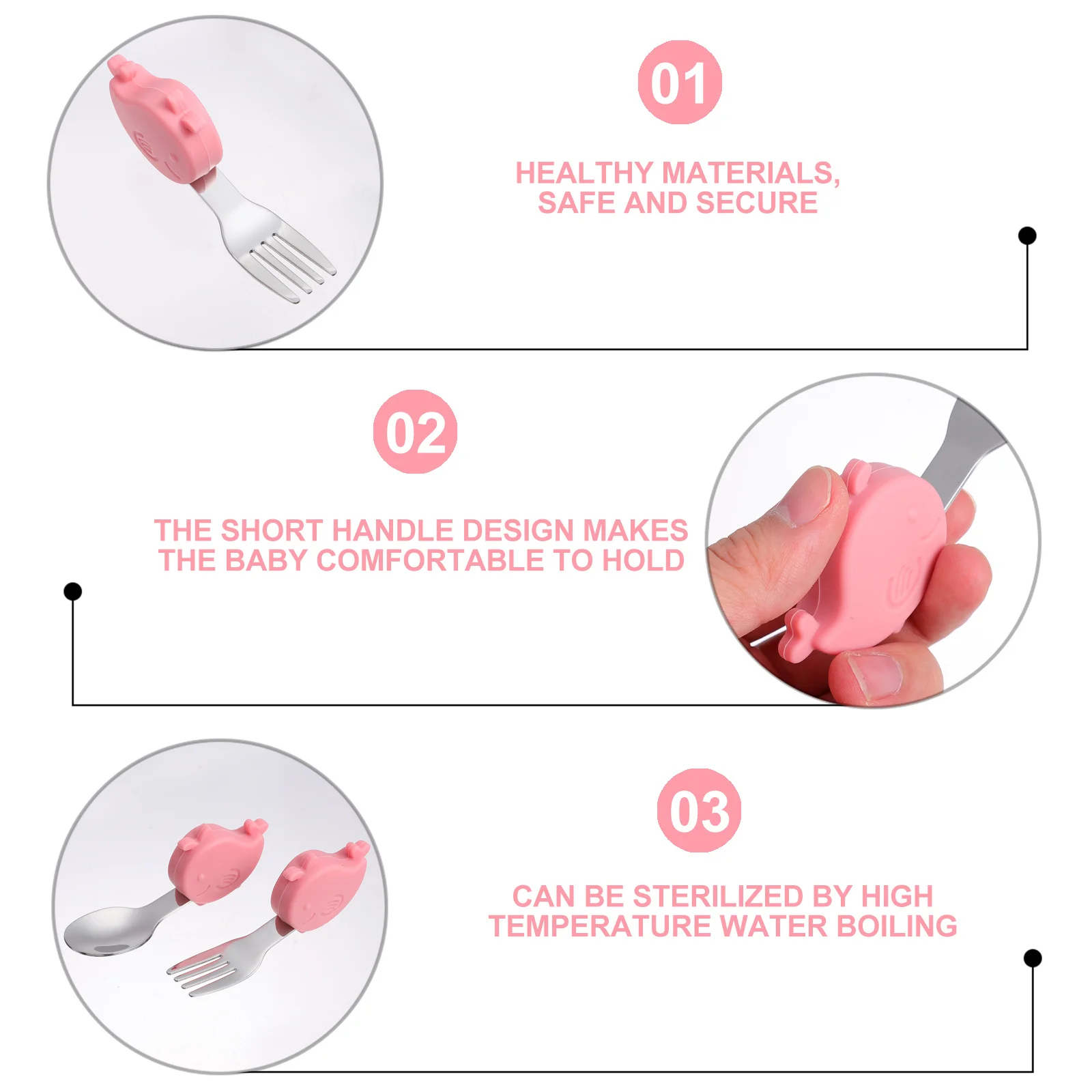 

1 Set Spoon Fork Set Cute Portable Feeding Cutlery Durable Safe Lightweight Easy Carry Kiddy Utensils Forks Baby Spoon Baby