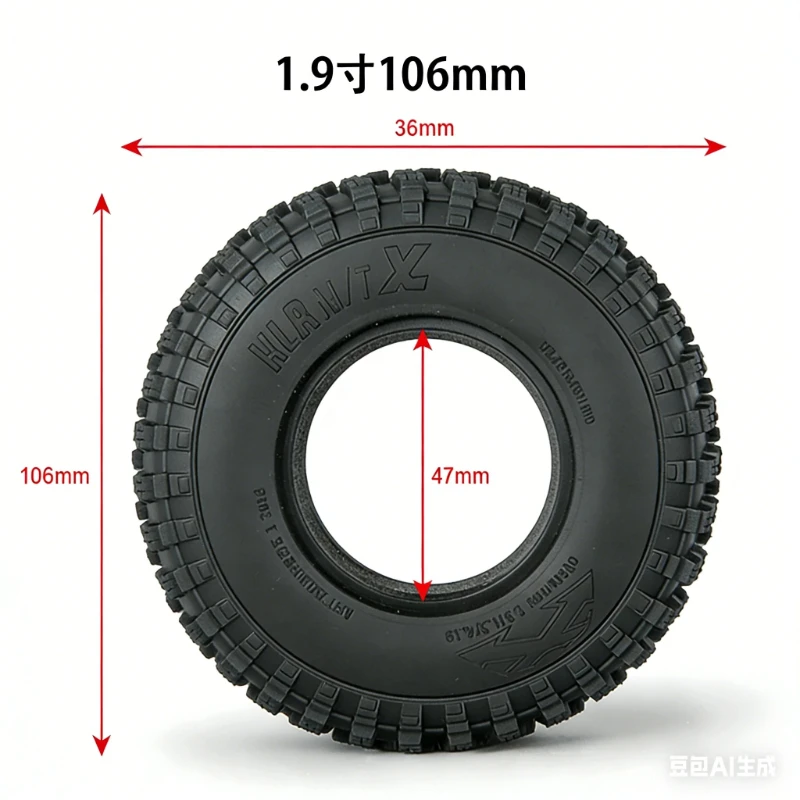 1.9 RC Crawler Tires Super Soft Sticky Rubber - Deep Tread Mud Terrain Tyre for 1/10 TRX4 SCX10 III Pro Capra RC Rock Crawler