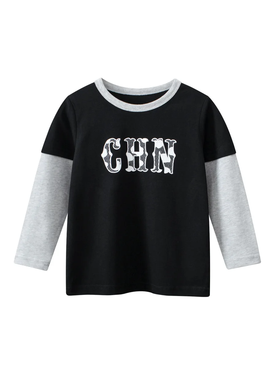 Boy's long sleeved T-shirt small and medium boy's fake 2-piece korea style T-shirt base T-shirt