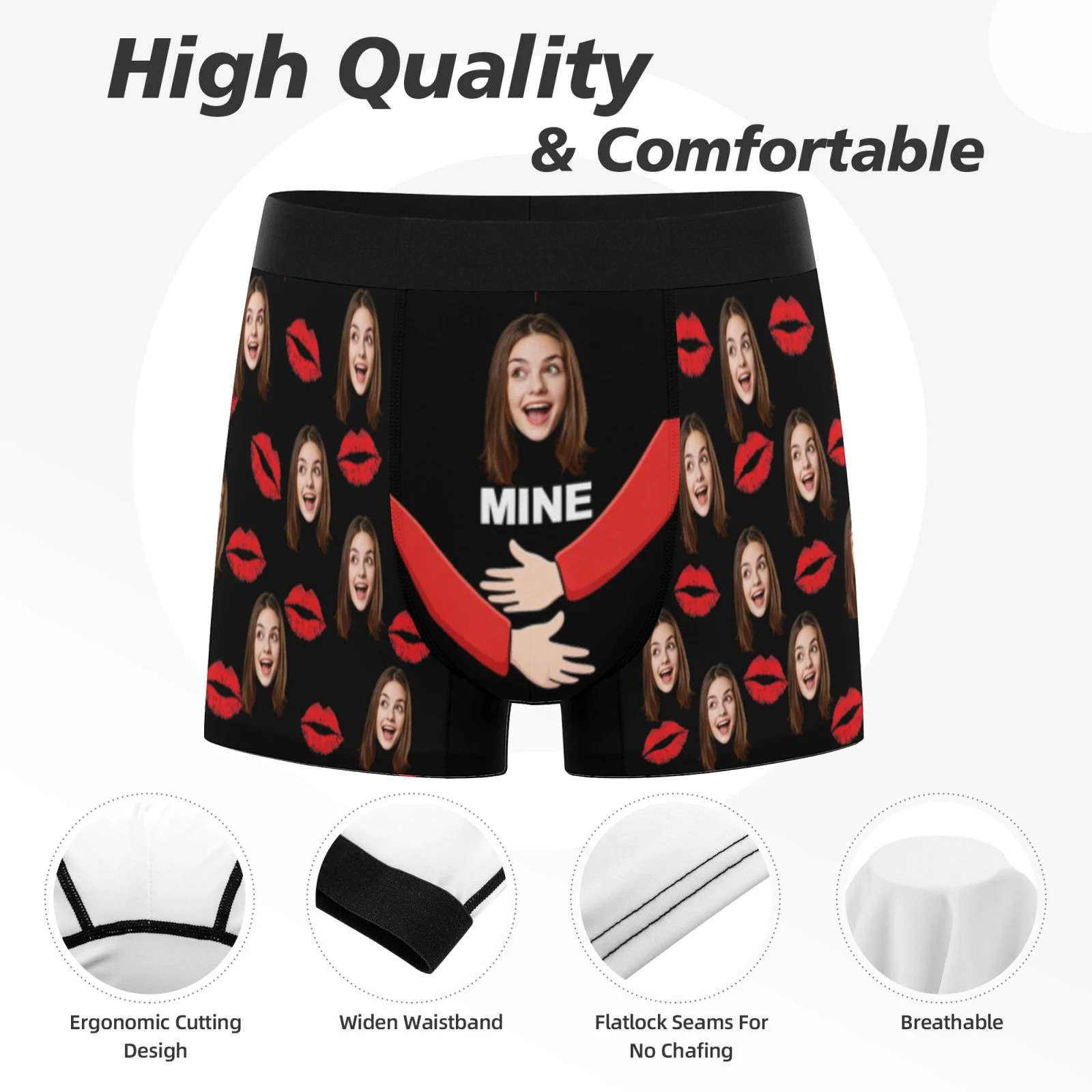 Bóxers Personalizados para el Día de San Valentín para Hombres, Ropa Interior Masculina Personalizada, Calzoncillos Bóxer con Caras Divertidas, Regalo para Novio o Esposo