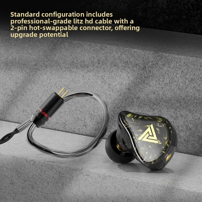

QKZ KAISER 3D Printed Resin Cavity Earphones 10mm Dual-Cavity Dynamic Driver HiFi 3.5mm Wired Replaceable Cable Water Printing
