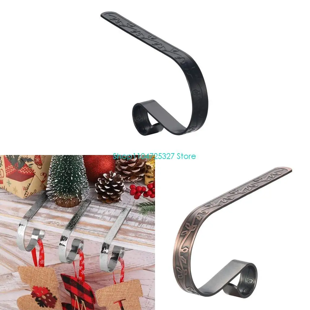D8KF Metal Christmas Fireplaces Hook for Stockings Wall Mounted Vintage Styles