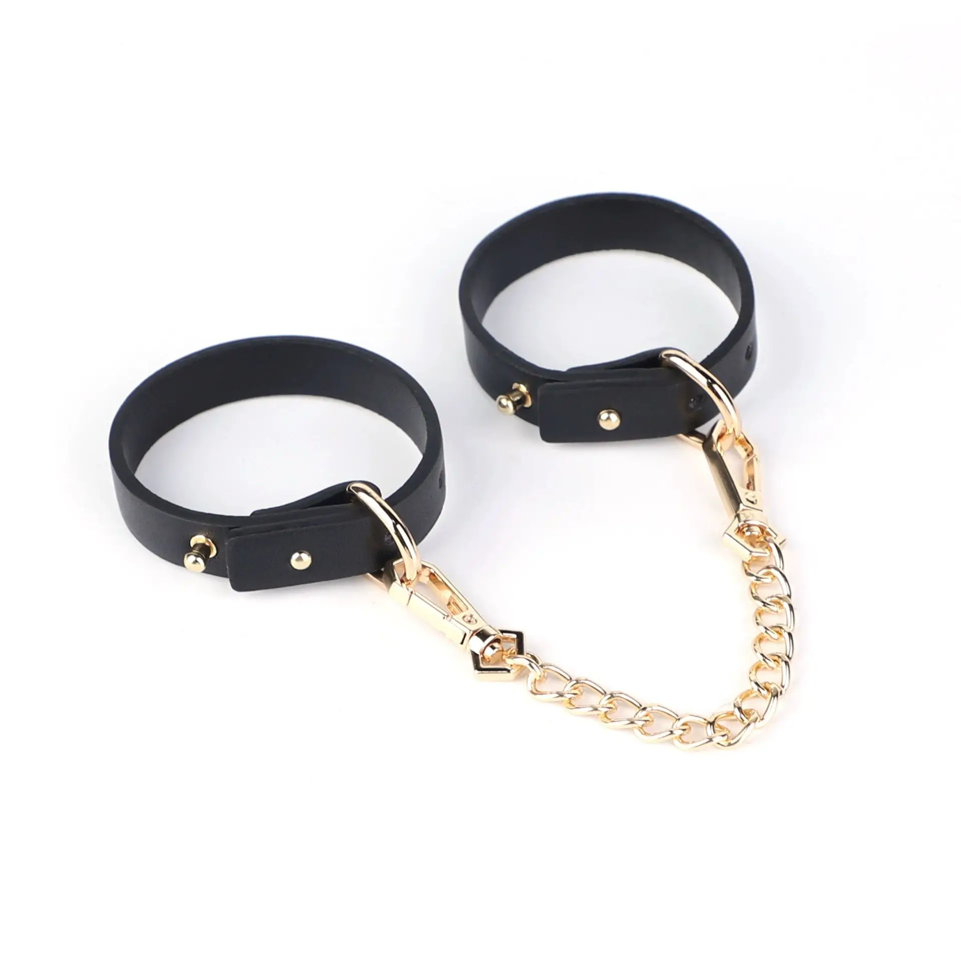 Sex Toys for Women Couples Adult Games Slave Bondage Handcuff Luxury Leather Handcuff Gold Chain Leash BDSM Erotic