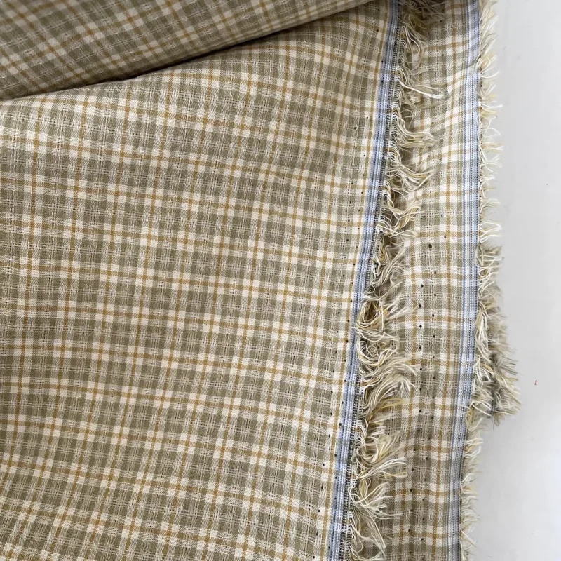 

Woven cotton with colorful checkered dark patterns handcrafted diy fabric