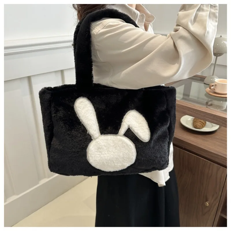 

Plush Shoulder Bag Women's Handheld Tote Luxury Brand Shoulder Bag Large Capacity Plush Winter New Fashion Female Shoulder Bag