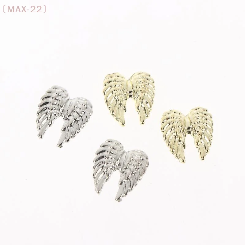 〔MAX-22〕2 Pack Angel Wings Metal Nail Art Charms Gold Silver Decoration For Manicure DIY 3D Rhinestone Sparkly Parts