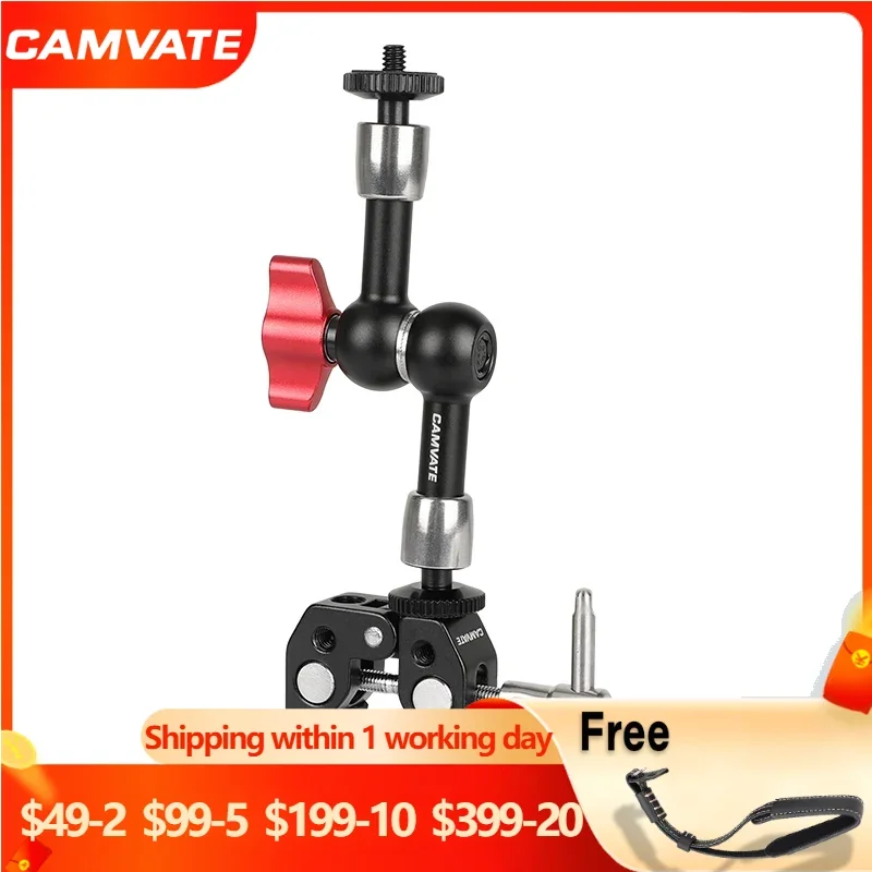 CAMVATE Ball Head Magic Arm Crab Clamp Holder With 1/4