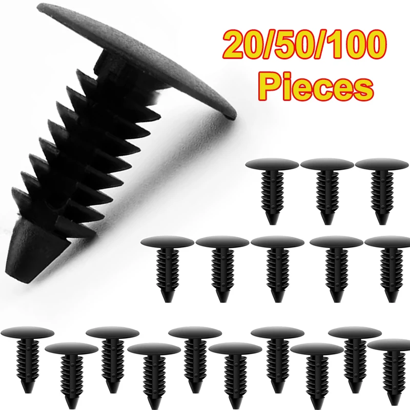 20-100 pçs prendedor automático clipes de carro náilon preto plástico rebite fender pára-choques escudo retentor fixadores de teto para gm ford chrysler