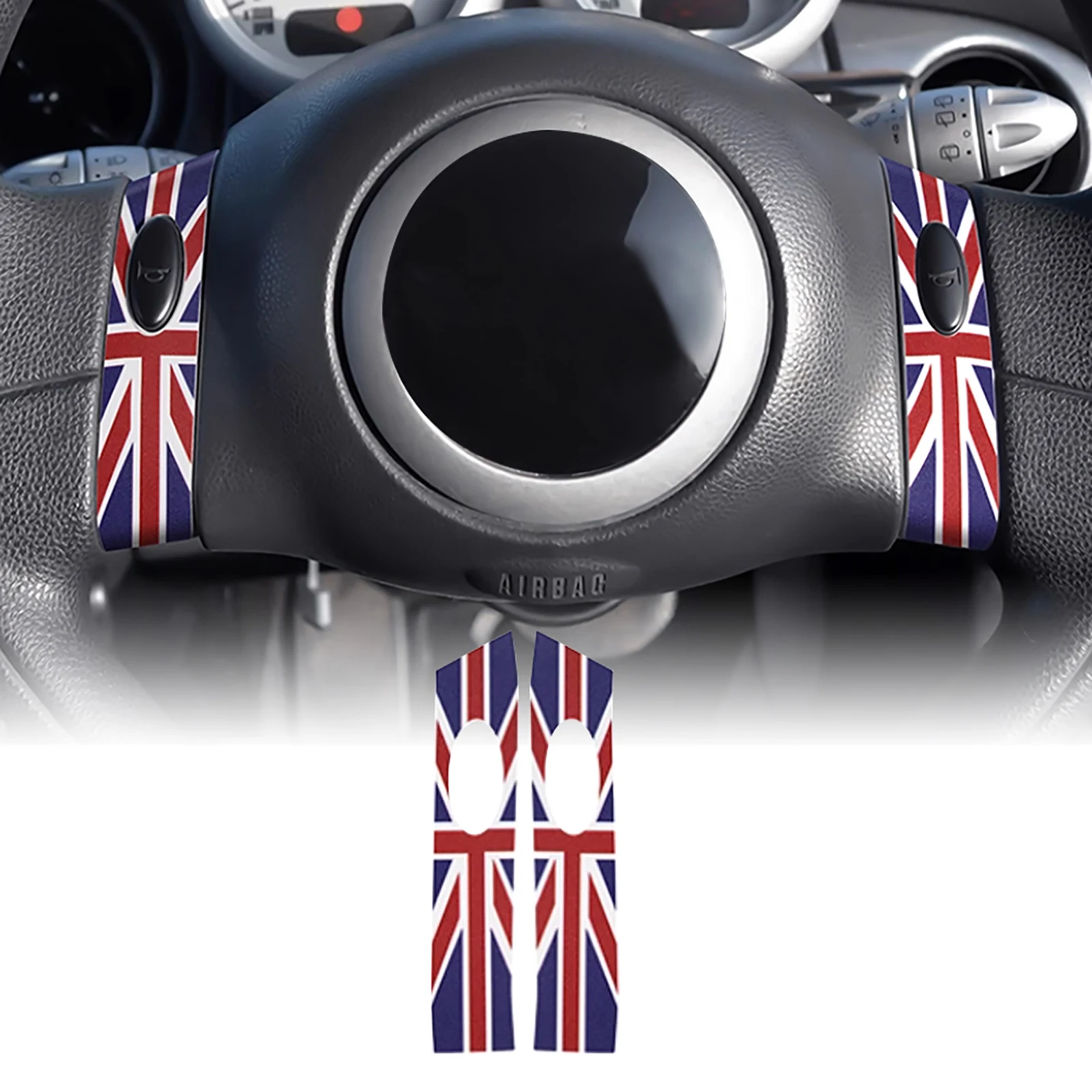 For Mini Cooper Hatch One R50 R53 R52 2001-2006 Steering Wheel Button Sticker Strip Car Interior Panel Cover Decal PU Leather
