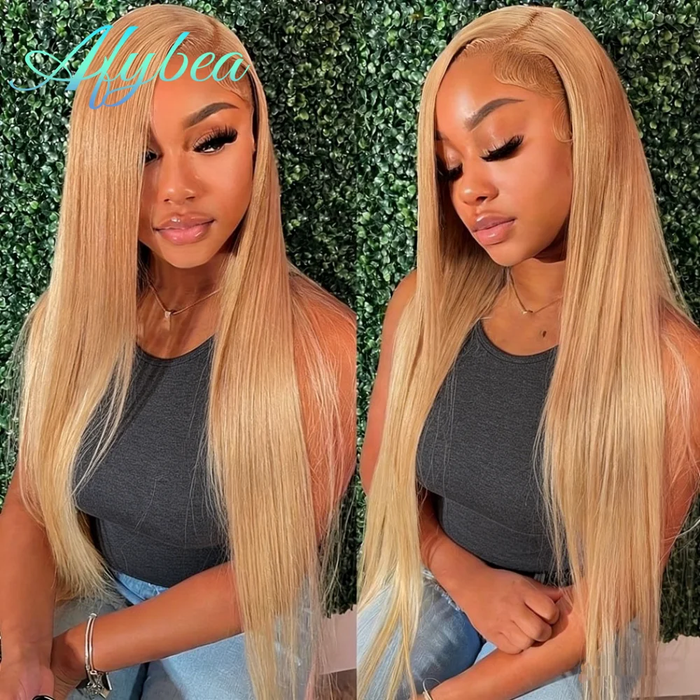 

200 Density Honey Blonde Human Hair Wig13x6 Hd Lace Front Wig 38 Inch Straight Human Hair Wig 27# Pre Plucked Brazilian Hair Wig