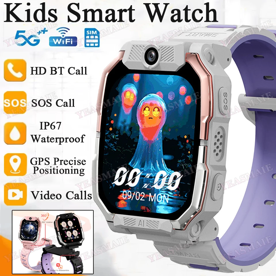 

New Kids Smart Watch Support 5G Network GPS Location WIFI Video Call SOS Child Smartwatch Camera Waterproof Watches Kids Gifts