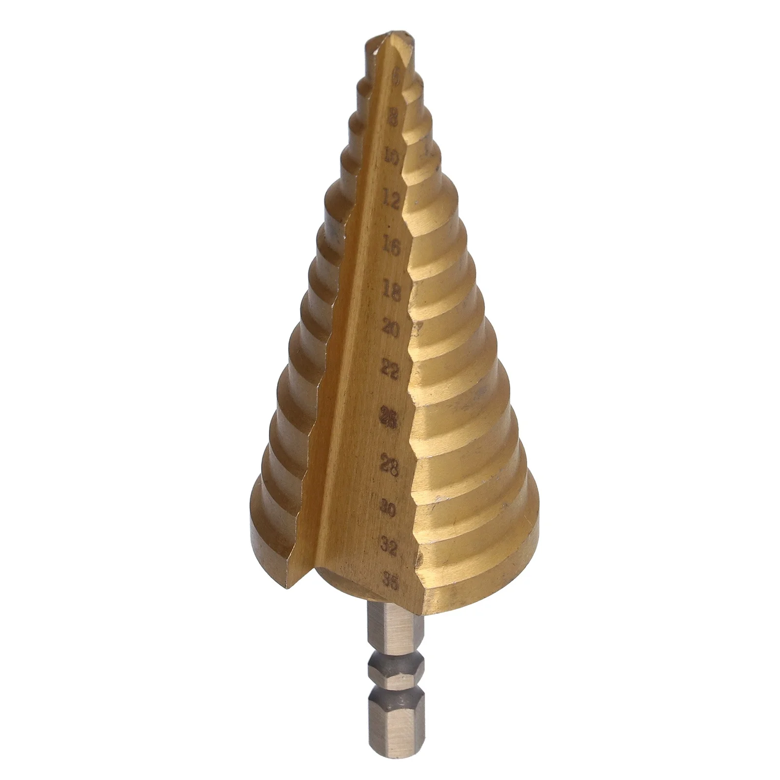 Step Drill Bit Ti Coating 118° Pagoda Cone HSS Reaming Tool 1/4in Hex Handle 6-35mm