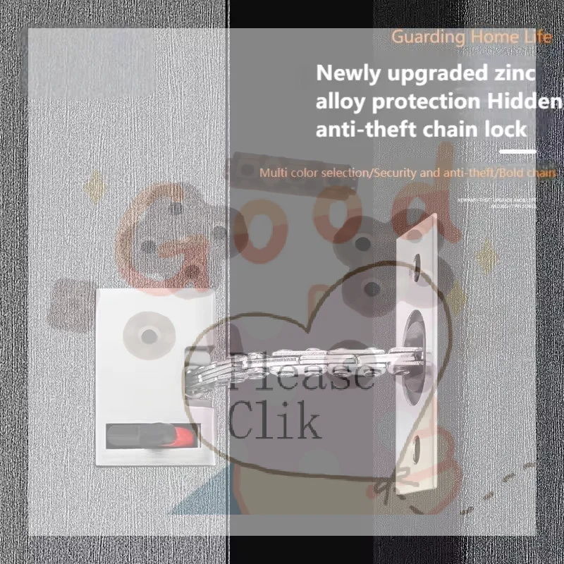 【HG】Zinc Alloy Hidden Security Door Chain For Hotel Bedroom Door Latch Anti-theft Door Lock Kids Protection Lock Hardware