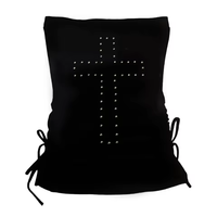 Woman Clothes Vintage Women's 2000s Y2k Tops Corset Emo Summer Aesthetic Women's Blouses Harajuku With RhinestoneCrop Top