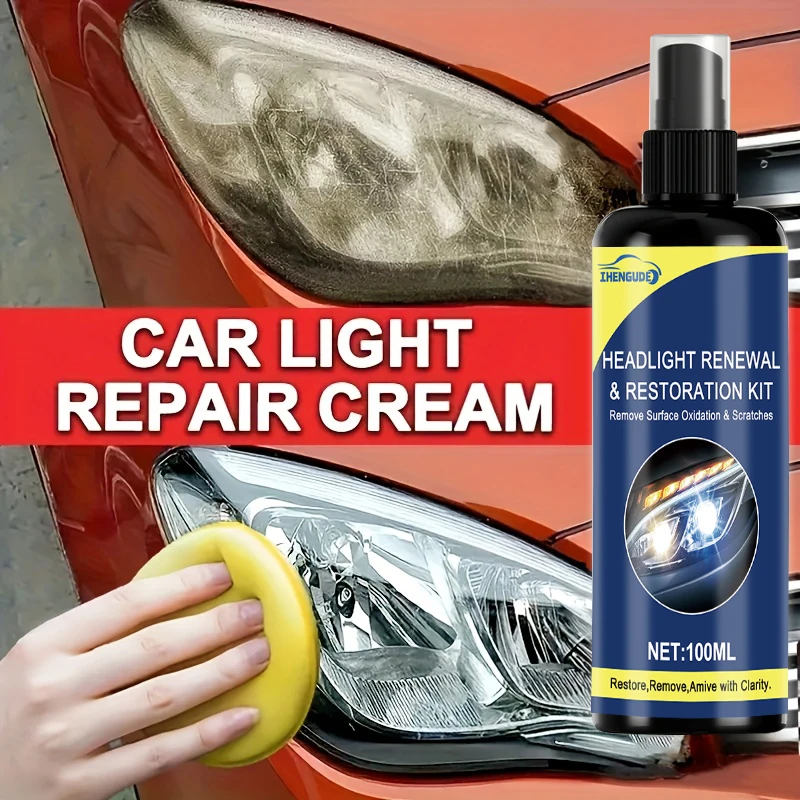 100ml Ceramic Headlight Restoration Spray, Premium Car Headlight Repair Tool - Removes Yellowing and Oxidation