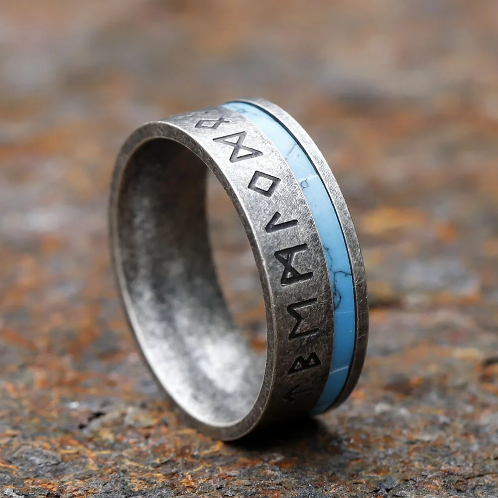 New 316L Stainless Steel Odin Norse Viking Amulet Rune Viking Ring For Man Fashion Red Veneer Jewelry Party Gift