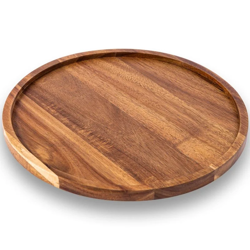 Large dinner tray tray round tea pendulum waterproof solid wood plate wooden plate