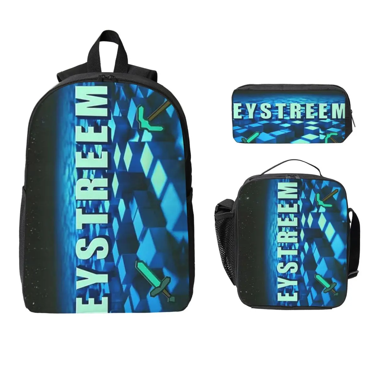 

Funny EYstreem Backpack Student Boys Girls BookBag School Bag Computer Shoulder Bags 3ps Insulated Lunch Bag Pencil Case