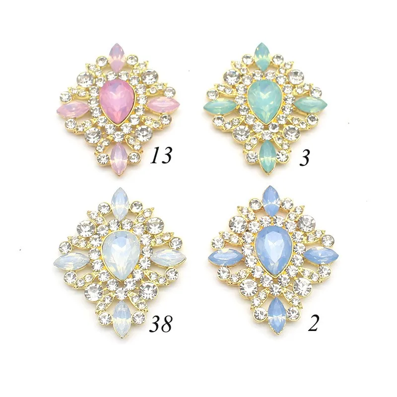 

2Pcs 36 * 40MM rectangular alloy diamond flower plate buckle Diy wedding dress headwear gift box decoration accessories
