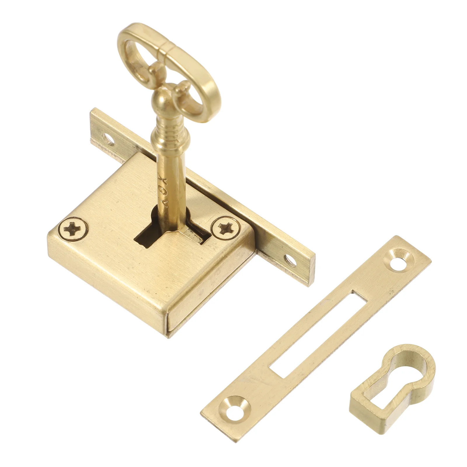 

1Set Cabinet Door Lock Vintage Key Dresser Drawer Security Brass Reliable Durable Easy Setup Furniture Protection