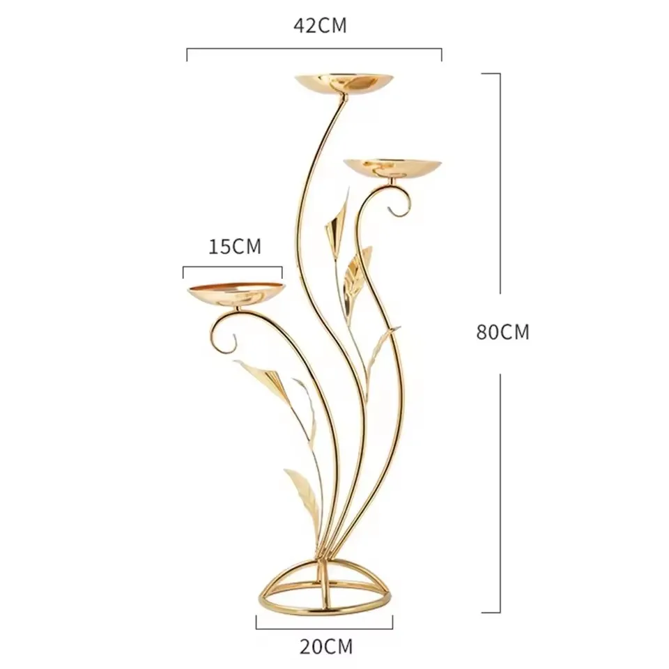 Goldener Blumenständer für Hochzeits- und Geburtstagsfeier-Dekoration, Festliche Hintergrunddekoration, Heimdekoration, Verlobungs- und Einweihungsgeschenk – Detail 1