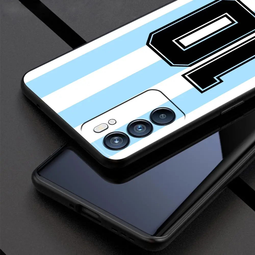 Argentina Flag Soccer 10 Phone Case For Oppo Find X5 A54 A53 A52 A9 2020 A15 A95 A76 A74 A12 Reno7 SE Reno6 Pro Plus 5G Cover