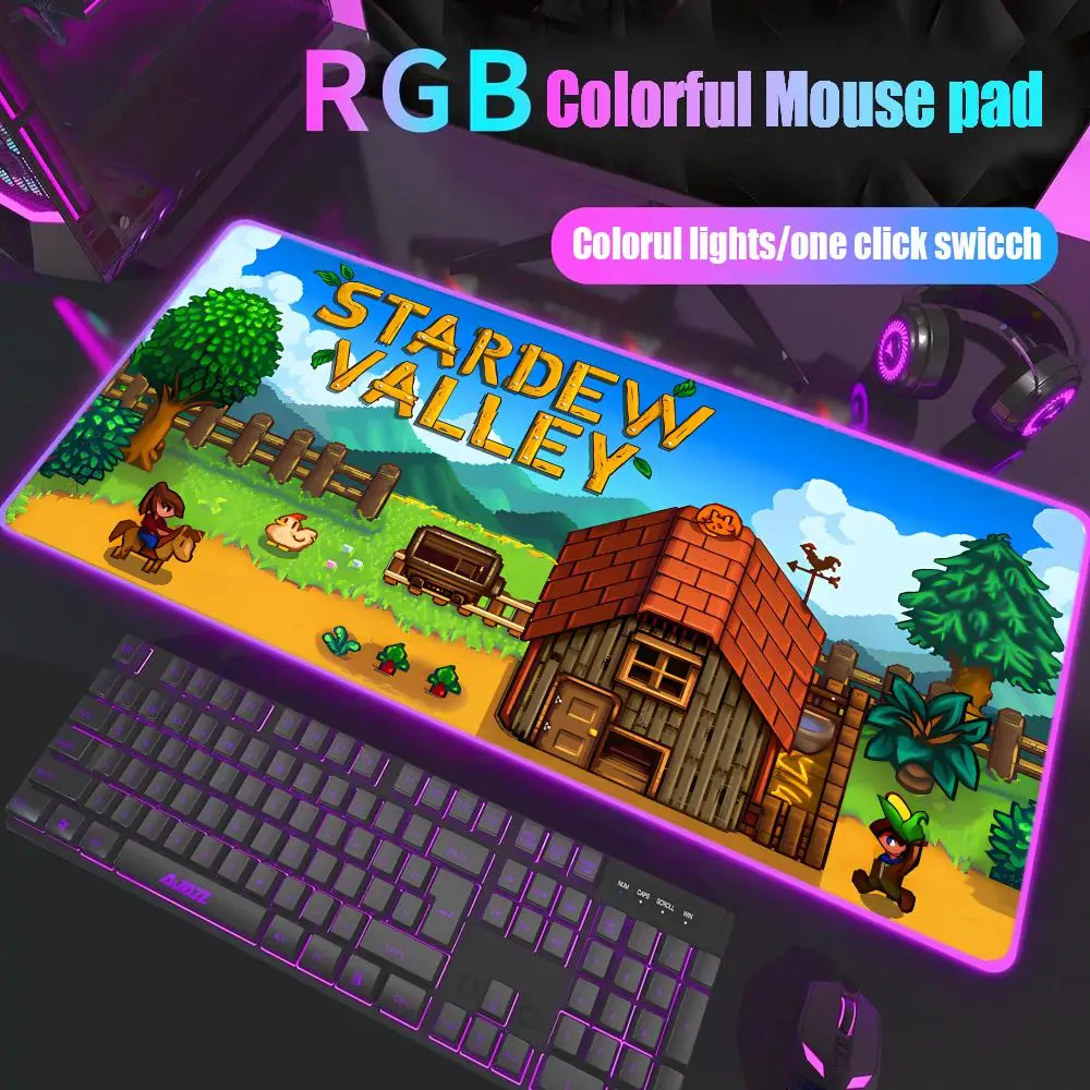 

Game Stardew Valley Mouse Pad Gamer Rgb Desk Mat Back Light Led Mousepad Setup Gaming Accessories Deskmat Big Mousepad Backlight