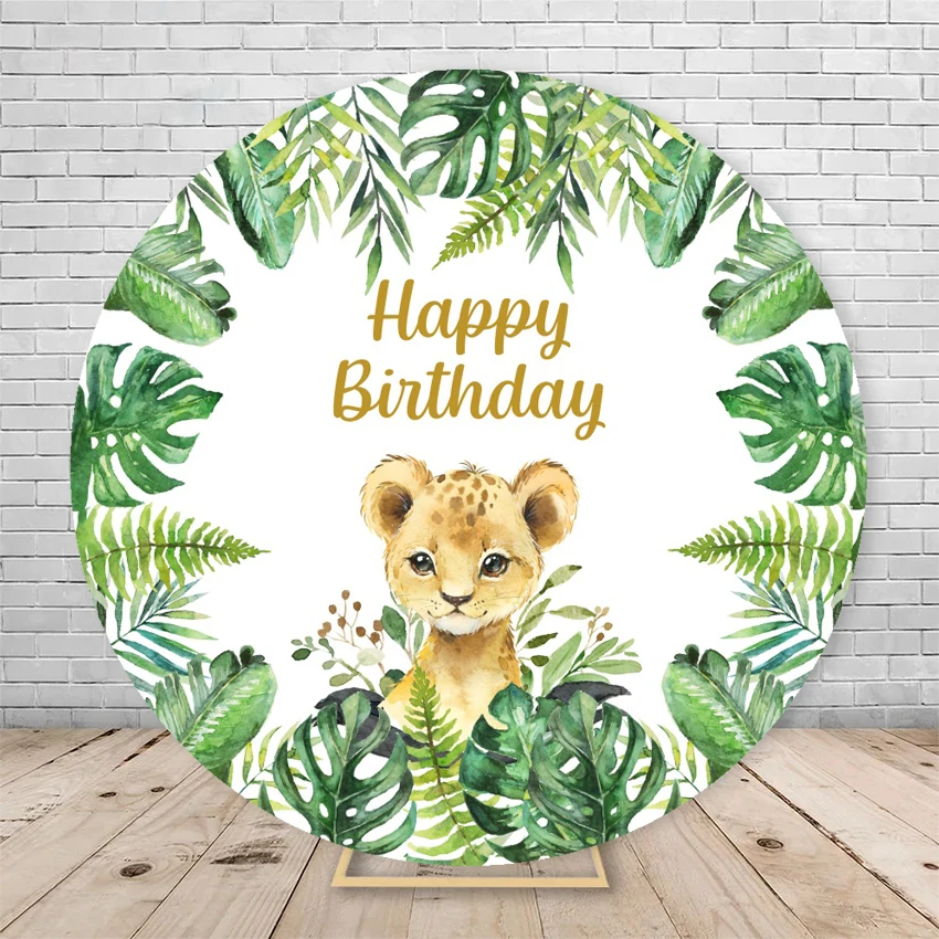 Wild One Round Backdrop Cover Safari Jungle Animals Baby Shower 1st Birthday Party Circle Photography Background Decor Props