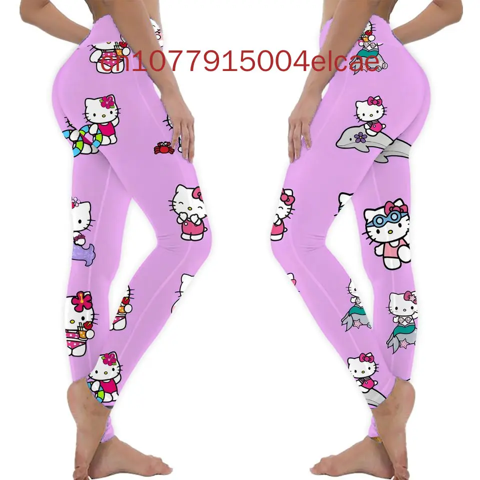 2024 New Hello Kitty Women Leggings Women Sports Pants Ladies Mickey Gym Pants Female Casual Pants