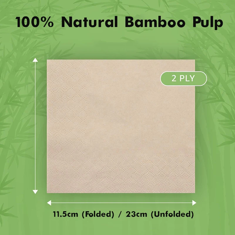 100/200/500Pcs Disposable Napkins, Compostable Lunch Dinner Napkins, Unbleached Bamboo Pulp Napkin