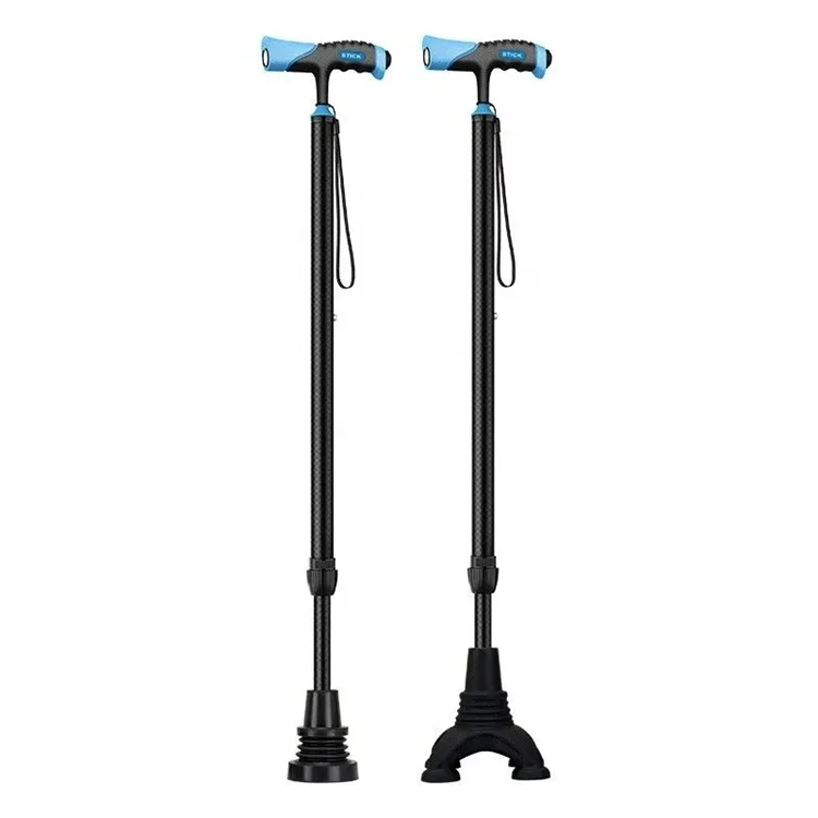 

High Quality Multi-functional Non-slip Crutch Carbon Fiber Telescopic Aluminum Crutch With LED Lights Walking Stick Walking Cane