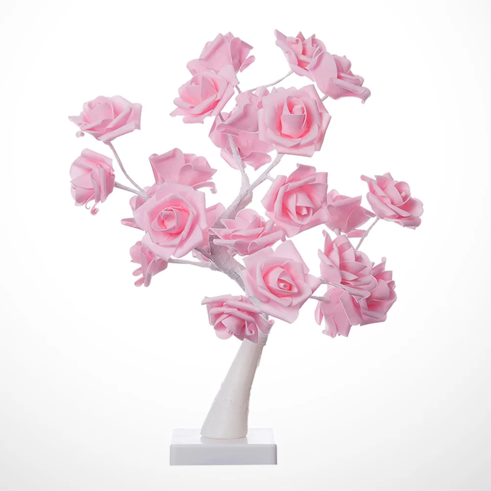 

Led Simulation Rose Tree Lamp Romantic Flower Table Light Bedside Night Light For Home Decor Living Room Bedroom Warm White Glow