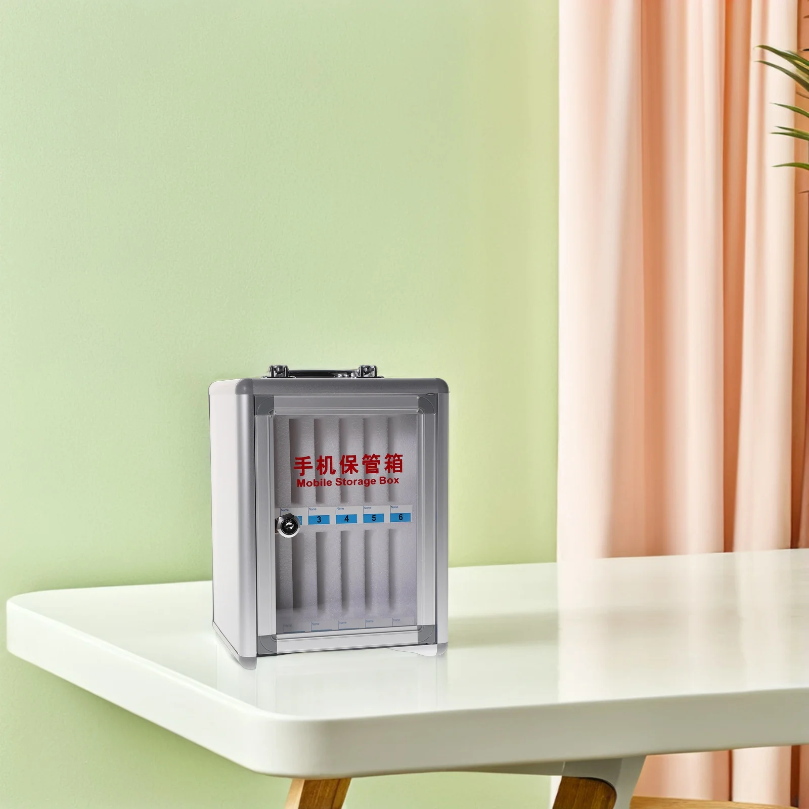 

Mobile Phone Storage Cabinet Aluminum Alloy Wall Mounted Cell Locker Box Waterproof Office School Factory Use Pearl Cotton