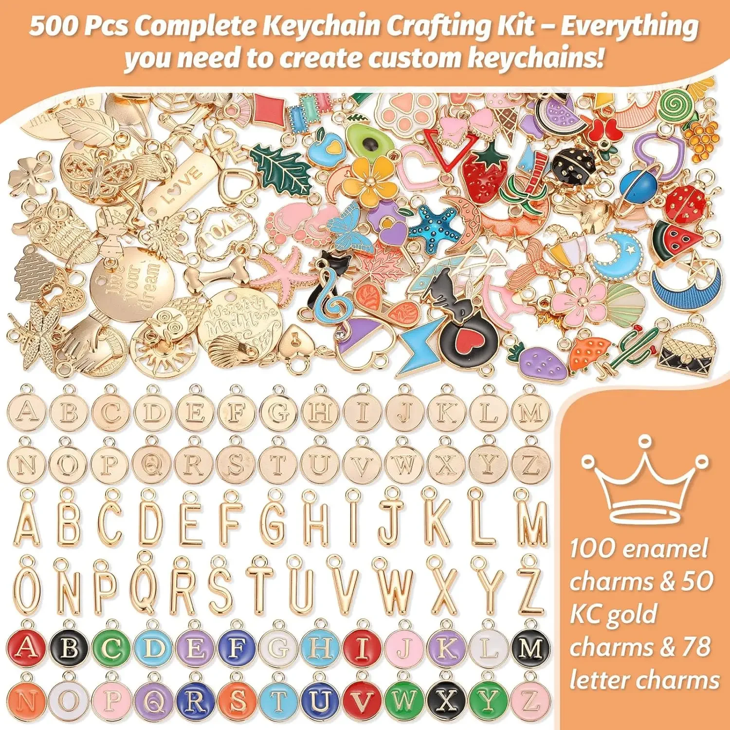 500Pcs Charms Lip Gloss Keychain Making Kit, 30 Sets DIY Craft Supplies Jewelry Making Kit Birthday Gifts Valentine Gifts
