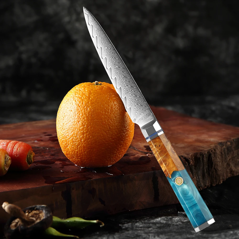 

XITUO 5 Inch Utility Knife Japanese Damascus Steel Kitchen Petty Knife Razor Sharp Cutting Fruit Carving Chef’s Paring Knives