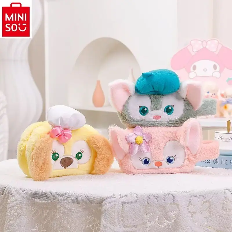 MINISO   Disney Cute Cartoon Lina Belle Sherry Makeup Bag for Women Multi functional Storage Plush Handbag