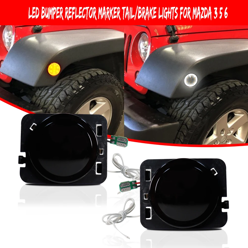 Amber LED Front Fender Side Marker Lights with White DRL/Driving Lights For 2007-2017 Jeep Wrangler JK or JK Rubicon Unlimited