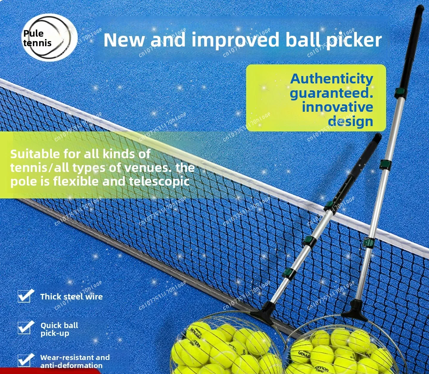 enhanced tennis ball pick-up ball collector pick-up basket trainer portable rolling retractable tennis ball pick-up artifact