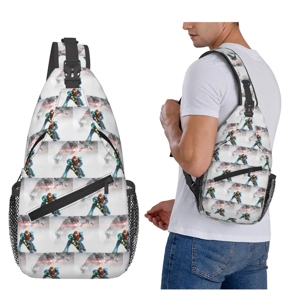 

Metroid Chest Bag Men Sling Crossbody Backpack Chest Bag Traveling Hiking Daypack Shoulder Bag