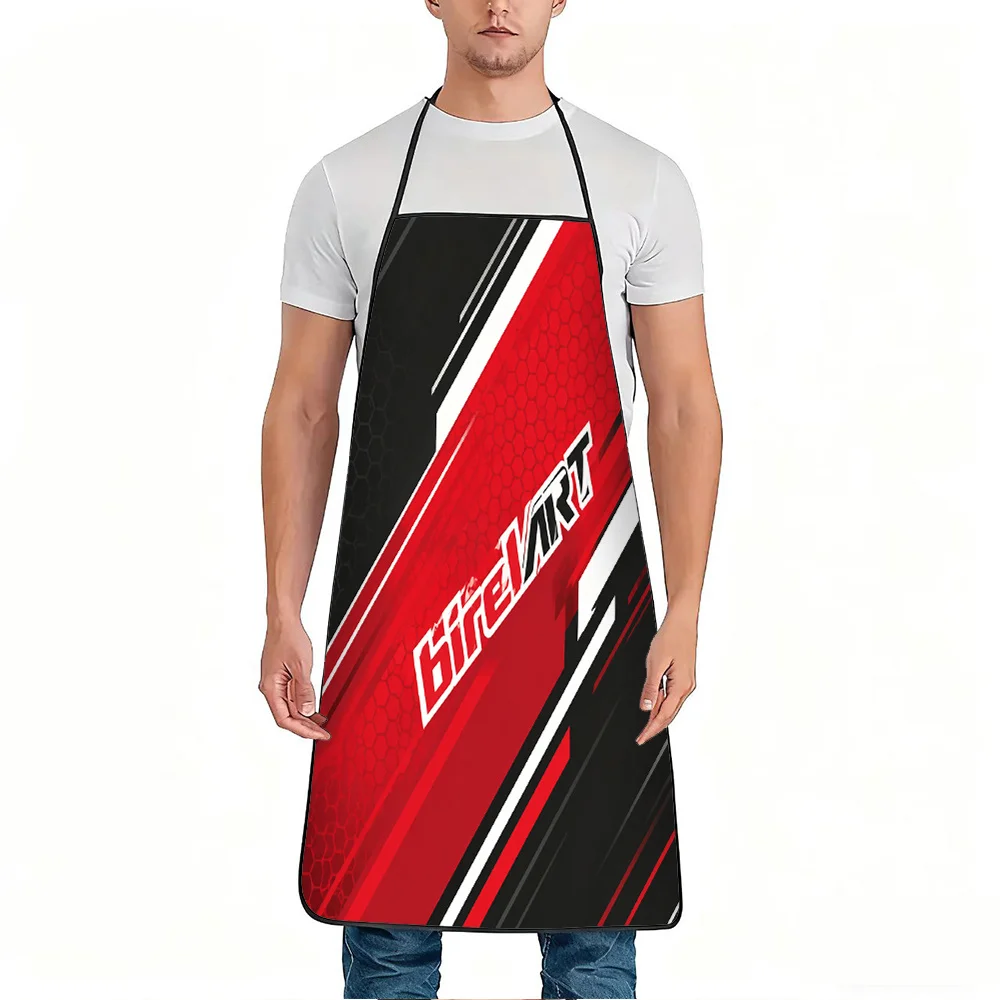 1pc Racing Style Red Black Stripes Print Apron, Durable And Easy to Clean, Adjustable Waistband, Polyester Material, for Kitchen