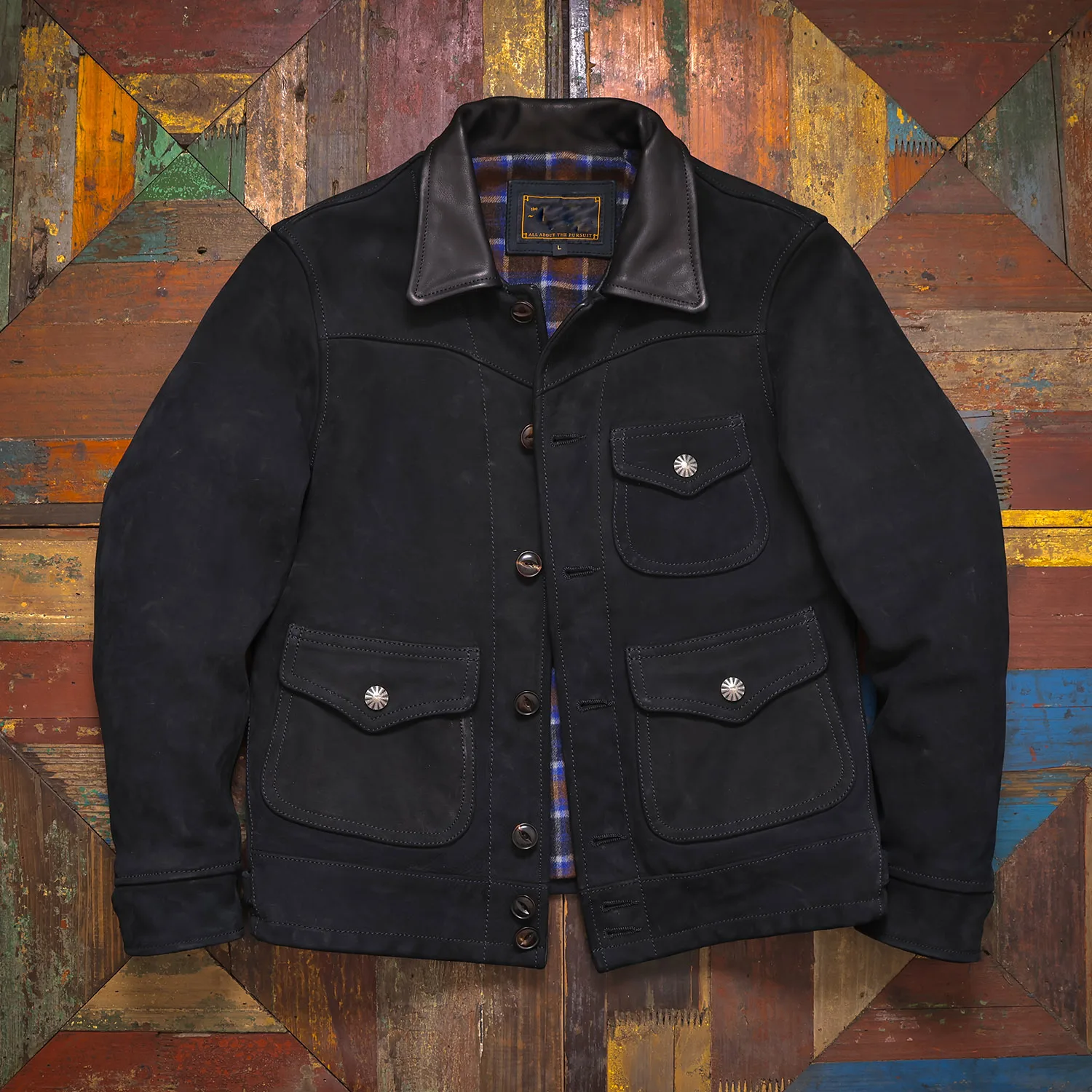 

Мужская джинсовая куртка из натуральной кожи Tailor Brando без покрытия из матовой воловьей кожи в американском западном стиле с лацканами