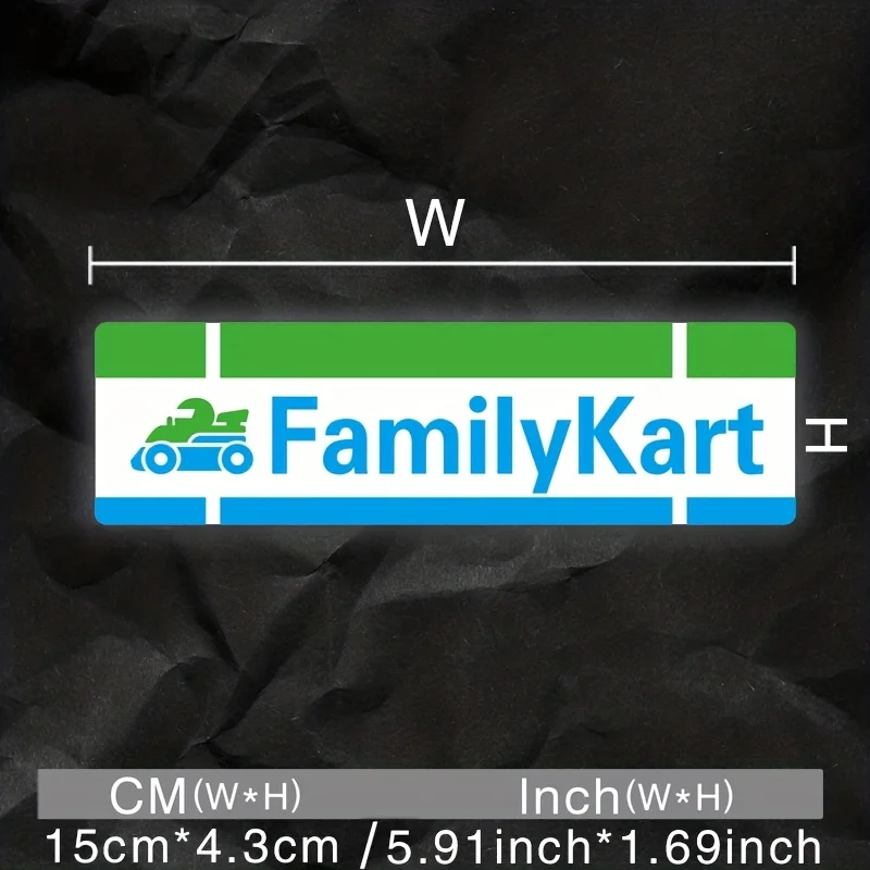 1PC FamilyKart Karting Pattern Sticker (Green Blue White) Waterproof Vinyl Decals for Car Window Decor