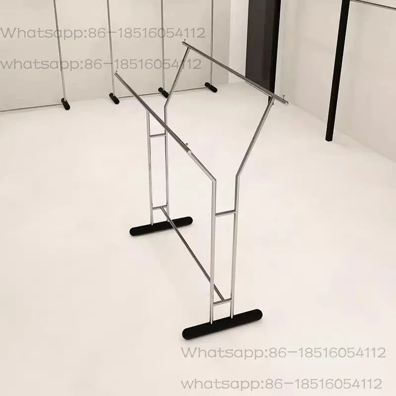 Clothing store display rack, simple  clothing store special Nakajima double row high and low rack, black stainless steel hanger