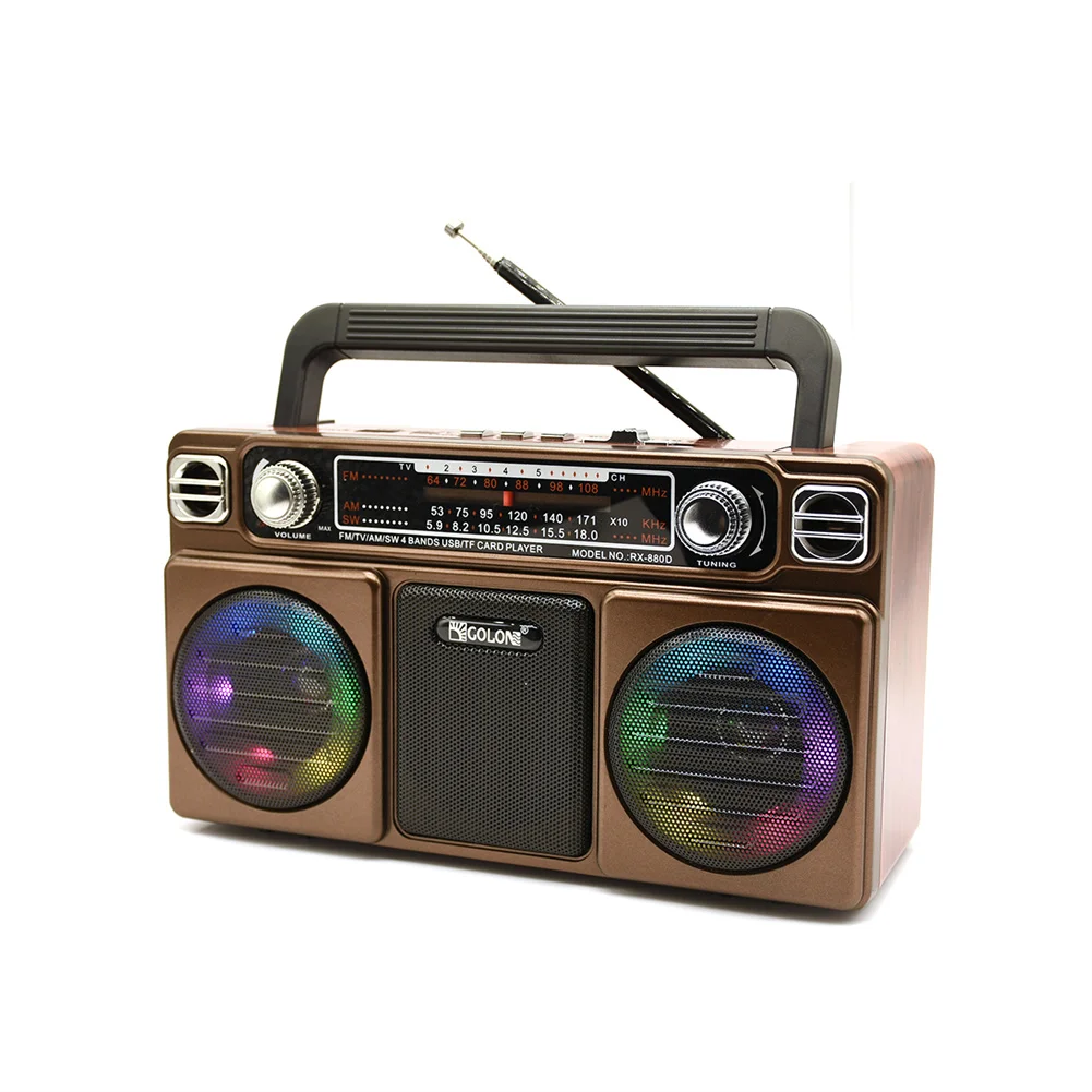 RX-880D Portable Radio Recorder Speakers Retro Antique Style Cassette Radio For Outdoor Multi-band Radio, AM, FM, SW, USB, MP3