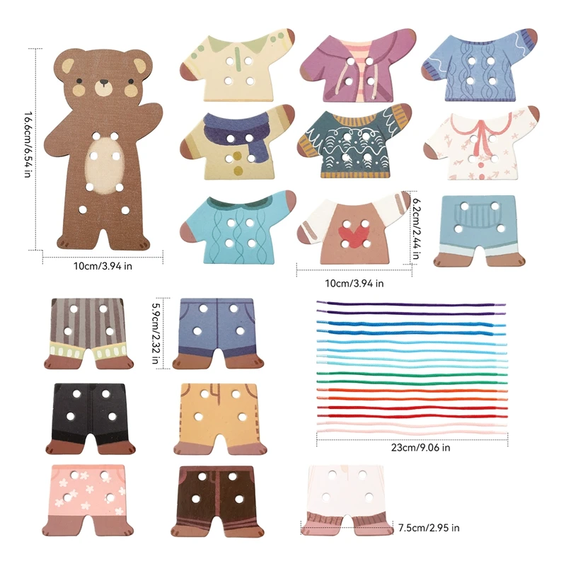 Wooden Stringing Toys Baby Toys Cartoon Animal Bead Toys Montessori Educational Toys Fine Motor Skill Development Kids Toys Gift