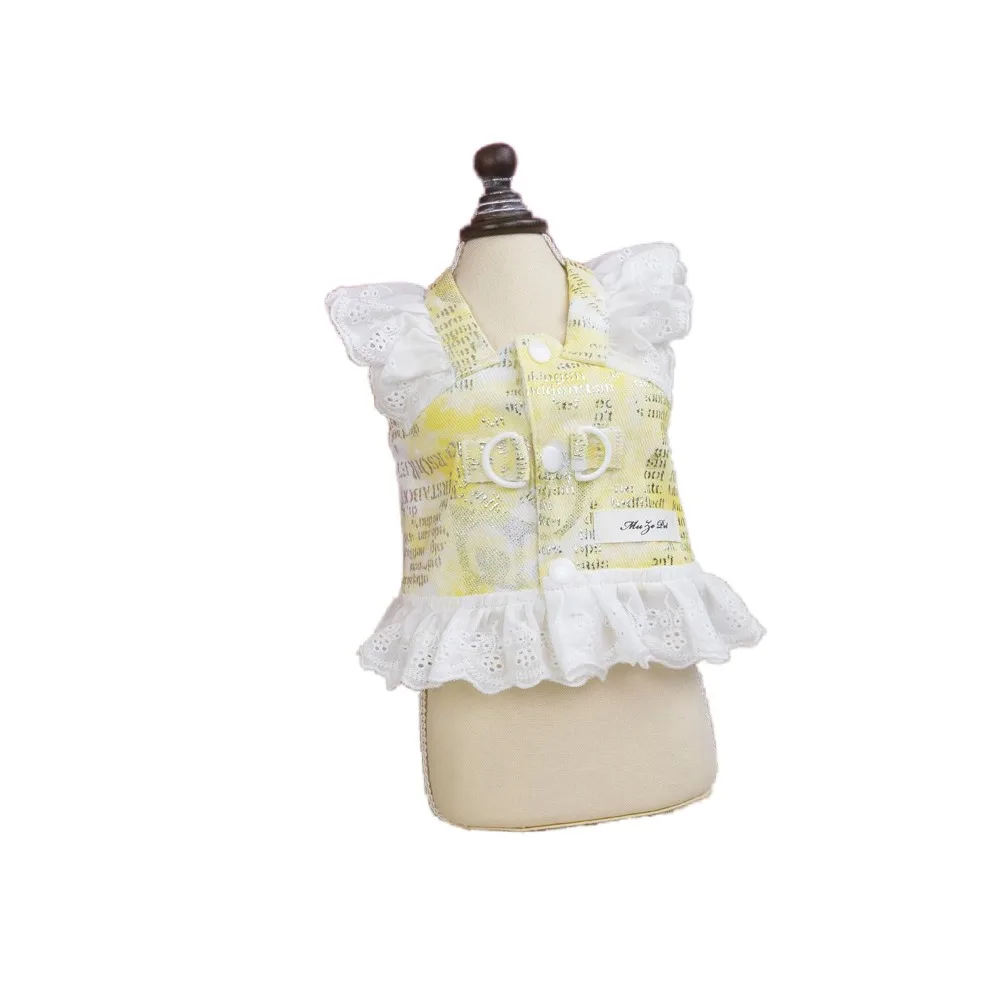 

Fashion Cute Dog Vest Harness Soft Breathable Pet Lace Sleeve Dress Thin Design Pet Skirt Autumn